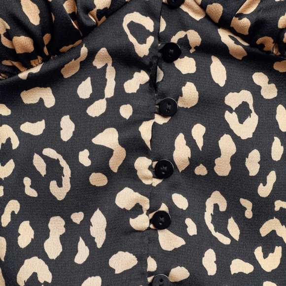 Cambera Black Leopard Print Satin Crop Top - Picture 6 of 6